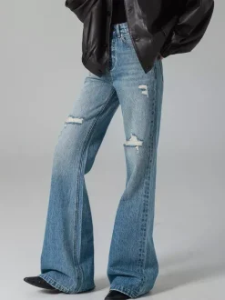Jeans pour femmes bas décontractés jeans taille haute