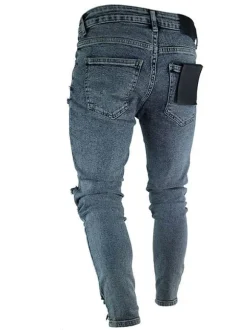 Jeans pour hommes Jeans pour hommes Chic en détresse Design antique Skinny Light Blue Sky Deep Blue