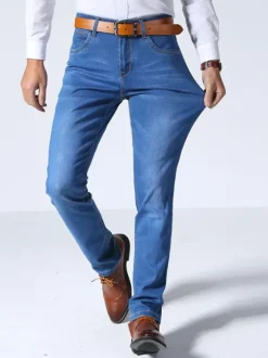 Jeans pour hommes Pantalon en denim bleu ciel clair skinny en détresse vieilli design antique