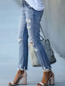 Jeans femme moderne vieilli skinny polyester