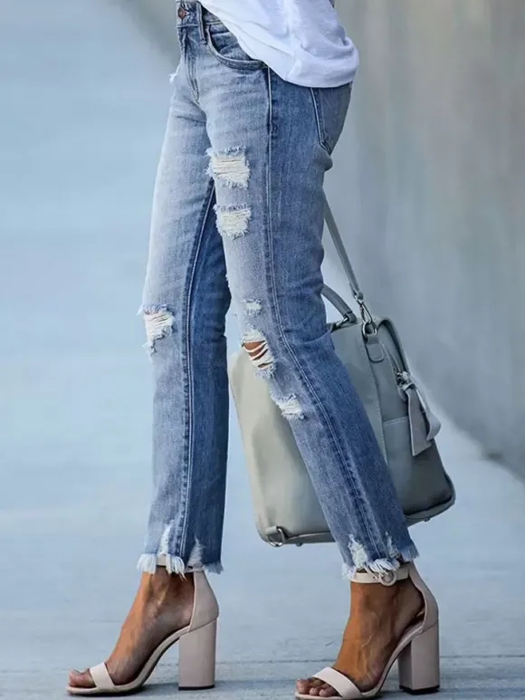 Jeans femme moderne vieilli skinny polyester