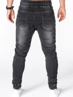 Jeans pour hommes Pantalon en denim bleu skinny à motif antique vieilli chic