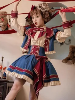 Jupe idole lolita n艙uds bleu profond 艙illets jupes lolita