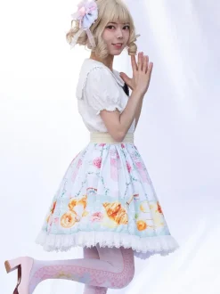 Jupe idole Lolita SK volants à imprimé Fleurie