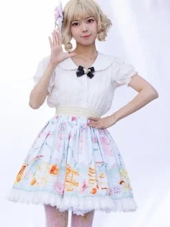 Jupe idole Lolita SK volants à imprimé Fleurie