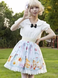 Jupe idole Lolita SK volants à imprimé Fleurie