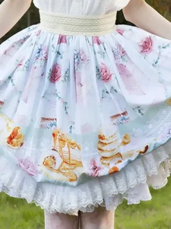 Jupe idole Lolita SK volants à imprimé Fleurie