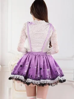 Jupe Lolita violete douse excellente en polyester impression avec dentelle Déguisements Halloween