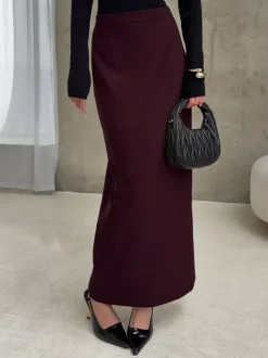 Jupe longue fendue au dos pour femme - Élégante jupe droite taille haute - Tenue de bureau luxueuse et discrète 2026