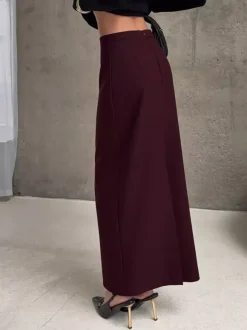Jupe longue fendue au dos pour femme - Élégante jupe droite taille haute - Tenue de bureau luxueuse et discrète 2026