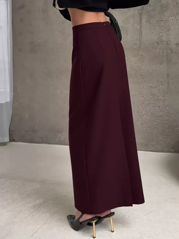 Jupe longue fendue au dos pour femme - Élégante jupe droite taille haute - Tenue de bureau luxueuse et discrète 2026