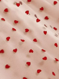 Jupe longue élégante en tulle à motif c艙ur pour femme - Jupe longue trapèze taille haute en maille vaporeuse - Tenue de soirée printemps-été 2026