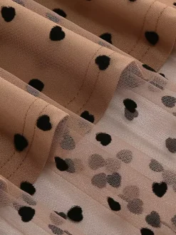 Jupe longue élégante en tulle à motif c艙ur pour femme - Jupe longue trapèze taille haute en maille vaporeuse - Tenue de soirée printemps-été 2026