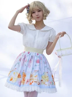 Jupe Mignonne Lolita SK Imprimé Fleuri Comme Image Jupes Lolita À Volants