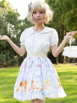 Jupe Mignonne Lolita SK Imprimé Fleuri Comme Image Jupes Lolita À Volants