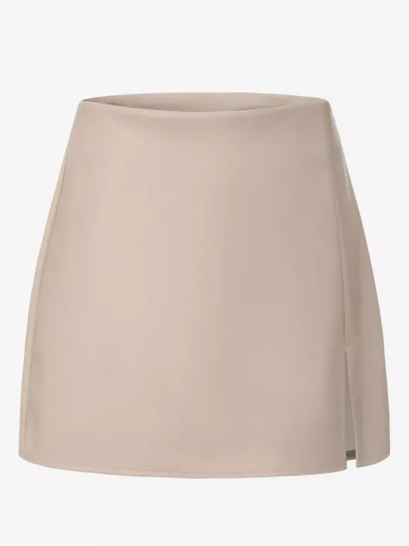Jupe moulante mini en similicuir taille haute avec fente latérale pour femme 2026