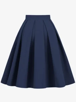 Jupe Pour Femme Bleu Marine Foncé Taille Haute Plissée En Couches Femmes Bas