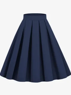 Jupe Pour Femme Bleu Marine Foncé Taille Haute Plissée En Couches Femmes Bas