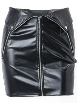 Jupe Pour Femme Noir Détails Métalliques Cuir PU Short Femme Bas