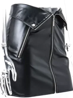 Jupe Pour Femme Noir Détails Métalliques Cuir PU Short Femme Bas