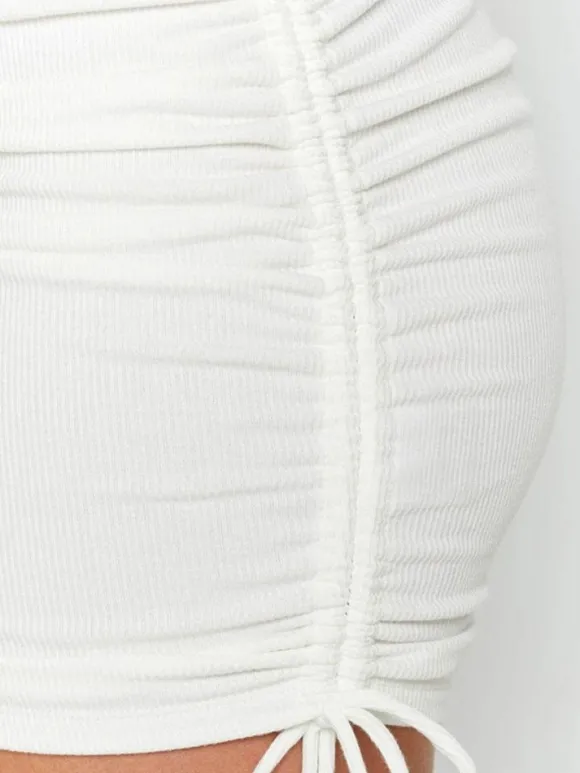 Jupe Courte Femme Moulante à Lacets Unicolore