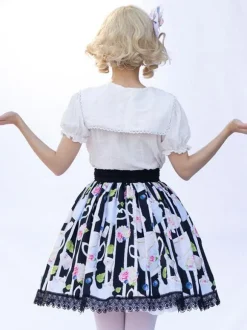 Jupe Harajuku mode Lolita SK Cardcaptor Sakura imprimé fleuri noir volants