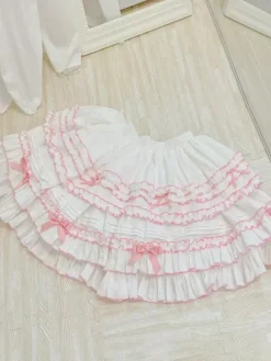 Jupe Lolita Sweet Lolita SK à volants et n艙uds bleu ciel clair