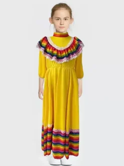 Jupe longue mexicaine costume national d'halloween jeu de rôle du jour des morts scène européenne et américaine grande jupe pivotante