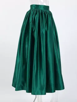 Jupe longue satinée taille haute pour femme - Élégante jupe plissée ample - Collection Royal Core - Idéale pour les mariages et les soirées (collection 2026)