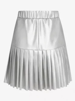 Jupe mini évasée à taille haute en similicuir plissée accordéon pour femme 2026