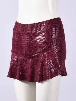 Jupes bordeaux coupe slim taille haute mini sexy pour femmes