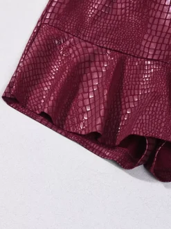 Jupes bordeaux coupe slim taille haute mini sexy pour femmes