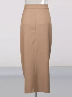 Jupes kaki élégantes vêtements de printemps bas longs pour femmes