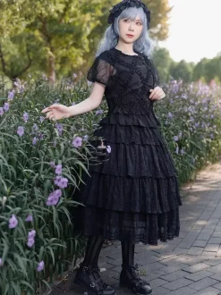 Jupes Lolita plissées noires Infanta Lolita SK