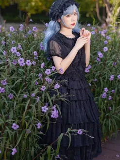Jupes Lolita plissées noires Infanta Lolita SK