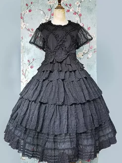 Jupes Lolita plissées noires Infanta Lolita SK