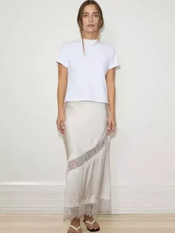 Jupes longues abricot en polyester chic pour le printemps bas pour femmes