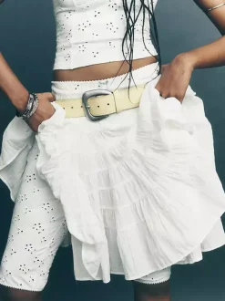 Jupes blanches plissées taille naturelle chic pour femmes