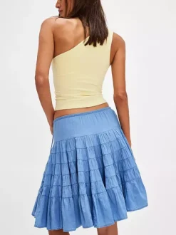 Jupes blanches plissées taille naturelle chic pour femmes