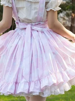 Jupes Harajuku Mode Lolita SK Volants Rose Imprimé Fleuri Lolita