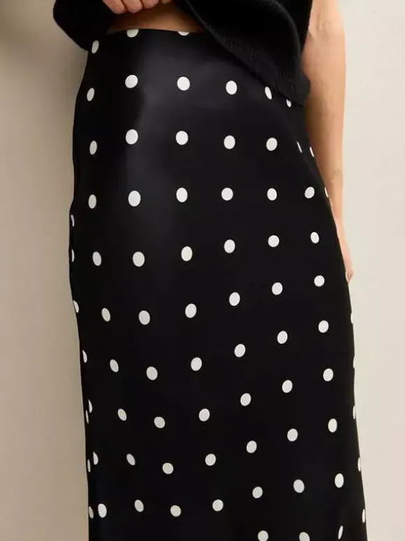 Jupe sirène midi taille haute à pois et bordure en dentelle pour femme 2026