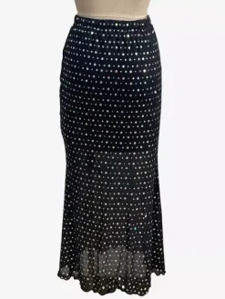 Jupes longues noires à pois taille haute élégantes pour femmes