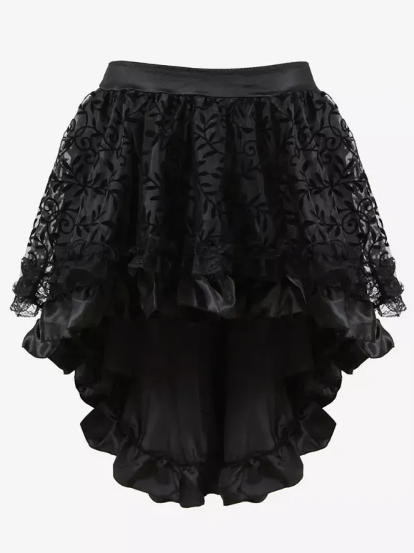 Jupes noires en tulle taille haute sexy coupe asymétrique mini bas pour femmes