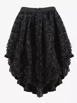 Jupes noires en tulle taille haute sexy coupe asymétrique mini bas pour femmes
