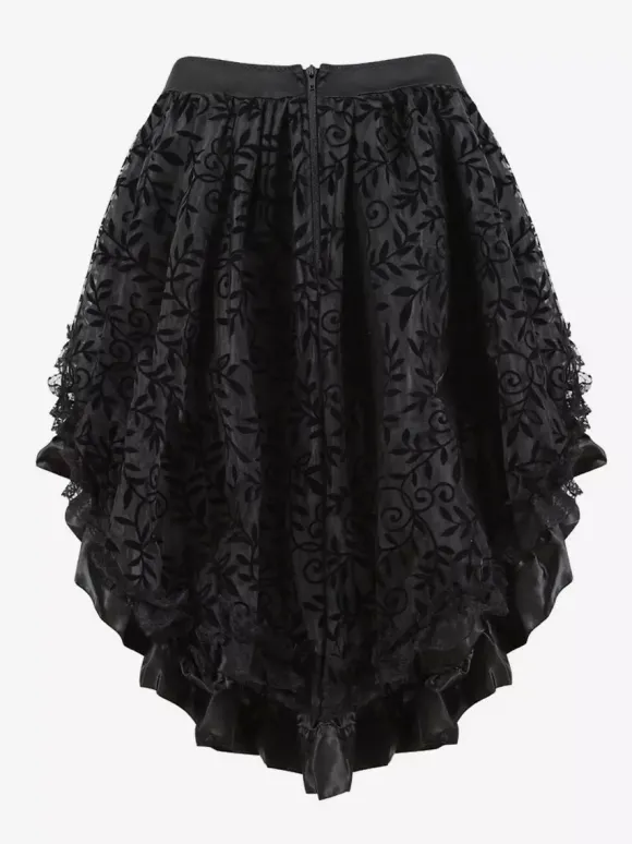 Jupes noires en tulle taille haute sexy coupe asymétrique mini bas pour femmes