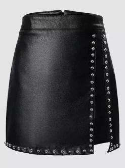 Jupes noires taille haute en similicuir mini-jupes sexy pour femmes