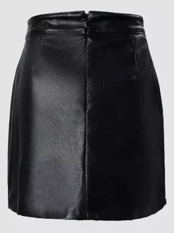 Jupes noires taille haute en similicuir mini-jupes sexy pour femmes