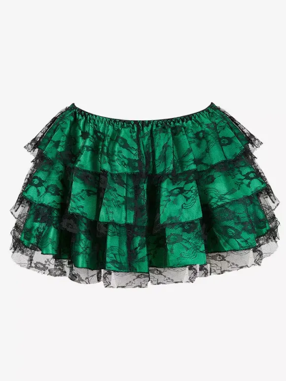 Jupes vertes à volants chics pour l'automne mini-jupes pour femmes