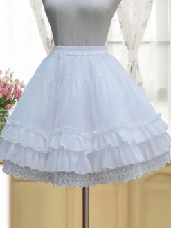 Jupon Lolita Doux Dentelle Femme Jupe Blanche Lolita Déguisements Halloween