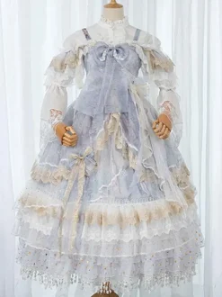 Jupons Lolita Noir Dentelle Polyester Étoiles Gothique Lolita Avec Lacet Pour Modifier La Longueur